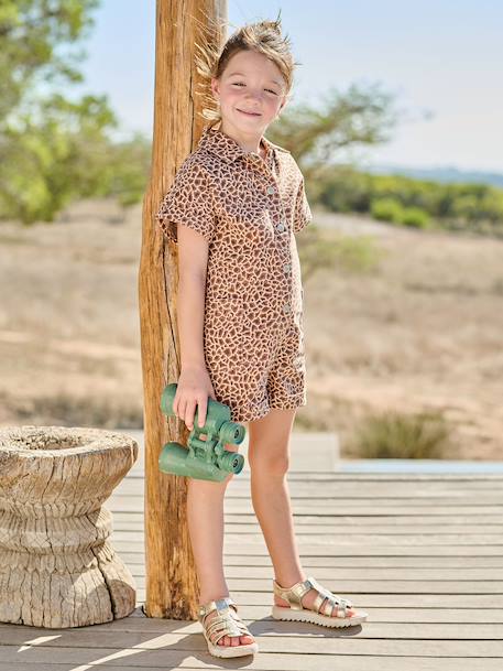 Combi short fille twill coton beige 2 - vertbaudet enfant 
