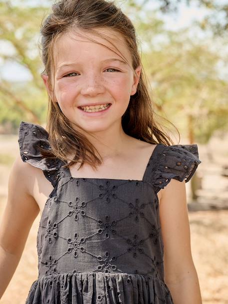 Robe fille broderie anglaise gris ardoise 7 - vertbaudet enfant 