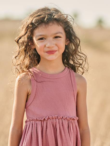 Robe fille sans manches kaki+vieux rose 9 - vertbaudet enfant 