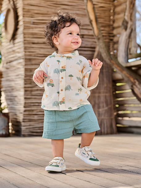Ensemble chemise short bébé garçon vert émeraude 1 - vertbaudet enfant 