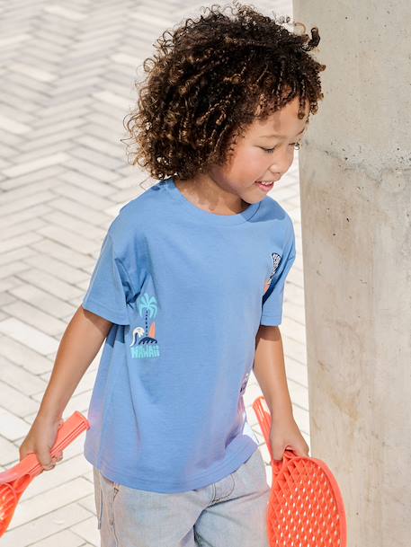 T-shirt imprimé manches courtes garçon bleu moyen 2 - vertbaudet enfant 