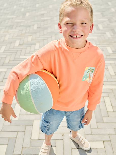 Sweat col rond manches longues jaune pâle+mangue+vert d'eau 10 - vertbaudet enfant 