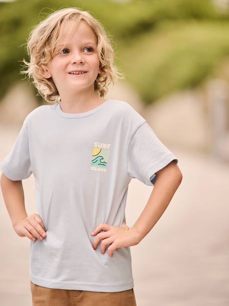 T-shirt garçon motifs devant et dos anthracite+blanc+bleu ciel+bleu océan 20 - vertbaudet enfant 