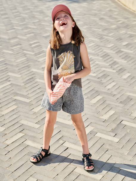 Fille-Short fille denim à motifs