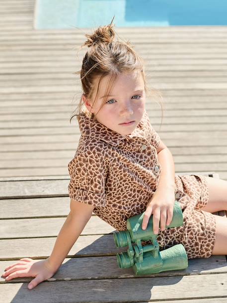 Combi short fille twill coton beige 7 - vertbaudet enfant 