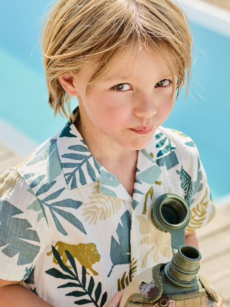 Chemise manches courtes blanc imprimé 2 - vertbaudet enfant 