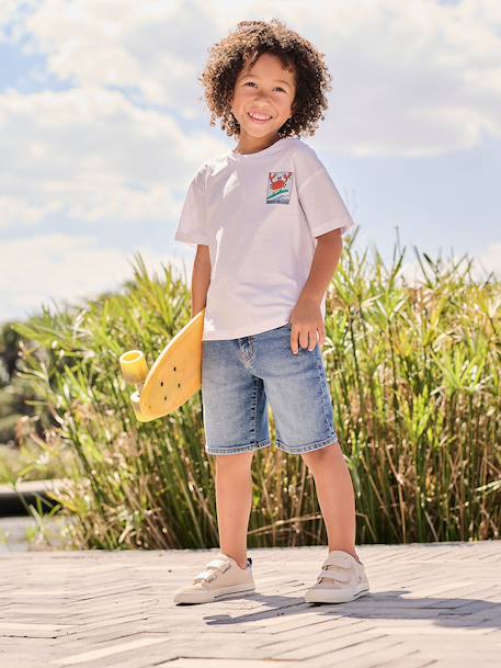 T-shirt garçon motifs devant et dos anthracite+blanc+bleu ciel+bleu océan 15 - vertbaudet enfant 