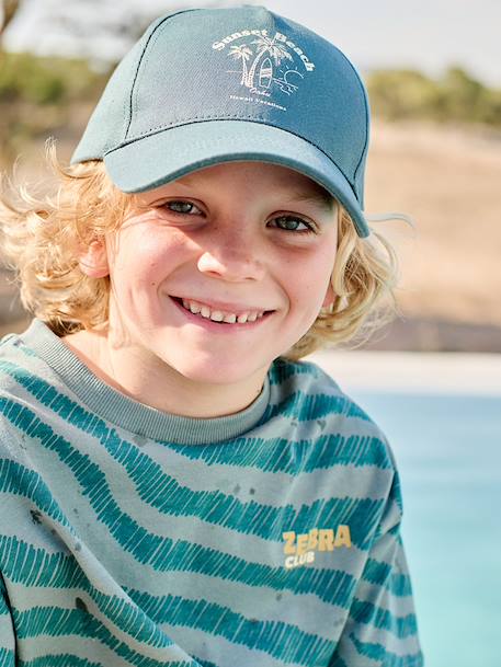 T-shirt zèbre manches courtes garçon bleu pétrole 3 - vertbaudet enfant 