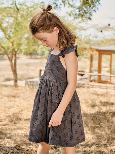 Robe fille broderie anglaise gris ardoise 8 - vertbaudet enfant 