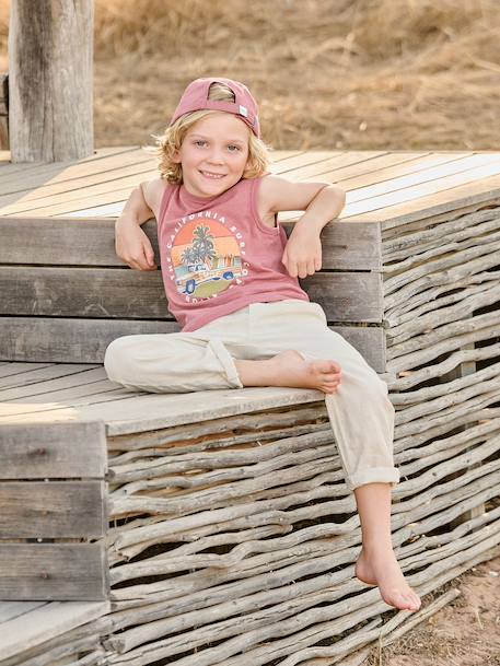 Pantalon garçon coton/lin léger beige chiné+bleu nuit+noisette+vert sauge 4 - vertbaudet enfant 