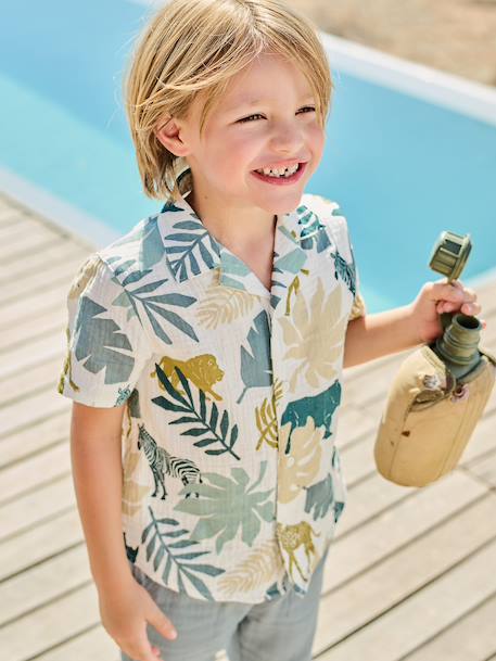 Chemise manches courtes blanc imprimé 1 - vertbaudet enfant 