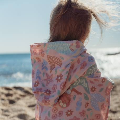 Poncho de bain Dreamy mermaid en coton bio Rose, violet, vert 6 - vertbaudet enfant 