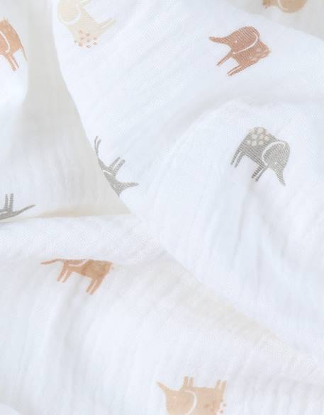 Lot de 2 langes 'éléphant' en mousseline 100x100 Ecru 4 - vertbaudet enfant 