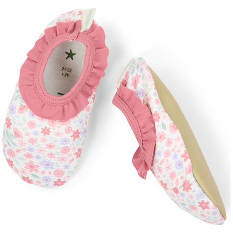 Chaussons de bain dreamy flowerfield (pointure 23-24) Blanc, rose, bleu 2 - vertbaudet enfant 