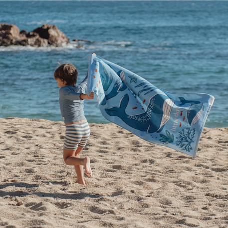 Serviette de plage Ocean World Bleu, marron, blanc 4 - vertbaudet enfant 