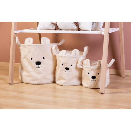Set de 3 paniers de rangement teddy Blanc cassé+Neutre 1 - vertbaudet enfant 