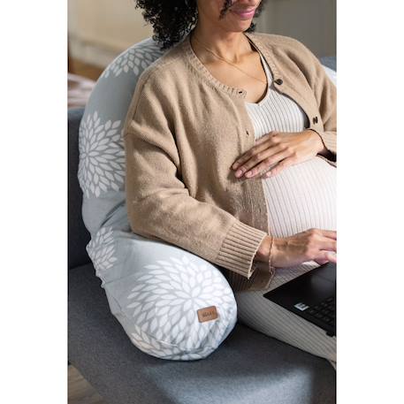 Coussin d'allaitement confortable et multifonctions big flopsy Argile beige+Fleur gris+Rose épanouie 9 - vertbaudet enfant 