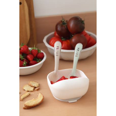 Lot 2 cuillères 2ème âge silicone avec boite de transport Naturel 2 - vertbaudet enfant 