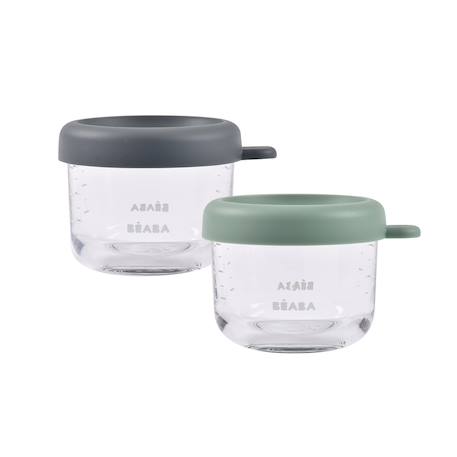 Lot de 2 portions repas en verre 150 ml Minéral / vert sauge 1 - vertbaudet enfant 