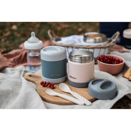 Portion inox isotherme 300 ml Brume claire+Gris minéral/vert+Rose clair 2 - vertbaudet enfant 