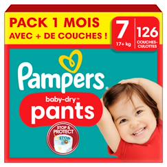 Puériculture-126 couches-culottes baby-dry taille 7, 17kg +,
