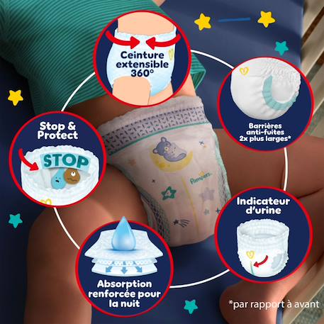 Baby-dry night pants couches-culottes pour la nuit, taille 5, 160 couches, 12kg - 17kg pack 1 mois Blanc 3 - vertbaudet enfant 