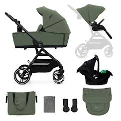 Puériculture-Poussette-Poussette duo et trio-Poussette 3 en 1 Kinderkraft YOXI avec Nacelle Transformable, Siège Réversible, MINK PRO i-Size et Roues Increvables