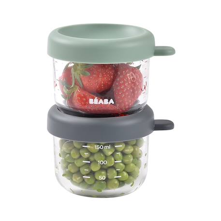 Lot de 2 portions repas en verre 150 ml Minéral / vert sauge 3 - vertbaudet enfant 