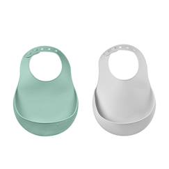 Puériculture-Repas-Lot de 2 bavoirs en silicone