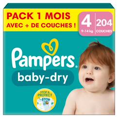 -204 couches baby-dry, taille 4, 9-14 kg