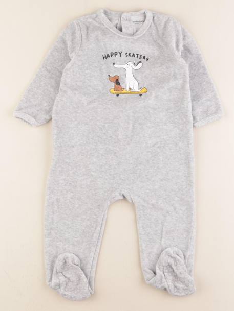 Pyjama velours - 18 mois Gris 1 - vertbaudet enfant 