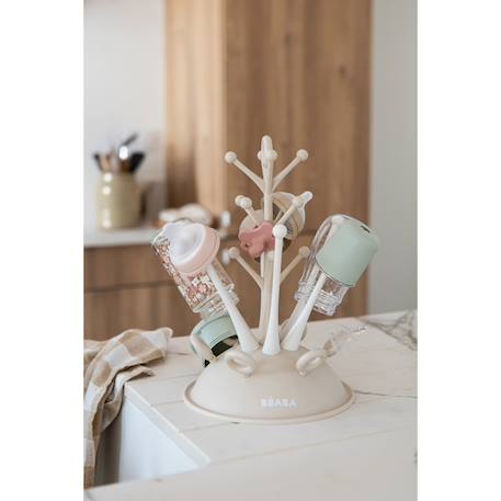 Egoutte biberons arbre grande capacité 6 biberons Gris+Terre argile 7 - vertbaudet enfant 
