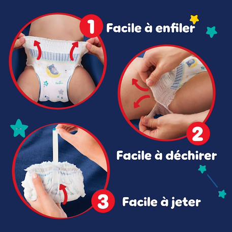 Baby-dry night pants couches-culottes pour la nuit, taille 5, 160 couches, 12kg - 17kg pack 1 mois Blanc 6 - vertbaudet enfant 