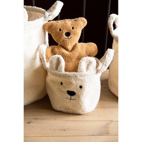 Panier de rangement 25x20x20 cm teddy Blanc cassé+Neutre 2 - vertbaudet enfant 