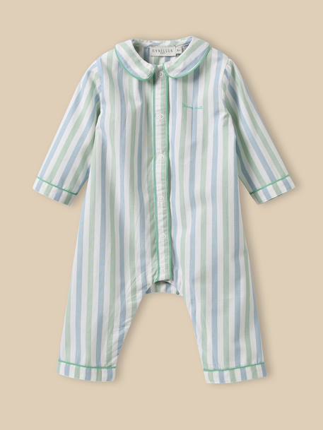 Pyjama rayé bébé - coton biologique Rayure verte 1 - vertbaudet enfant 
