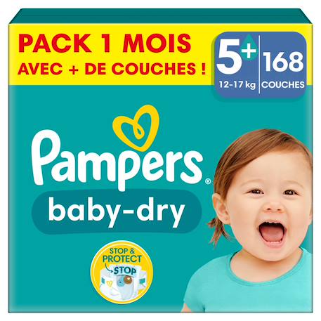 168 couches baby-dry, taille 5+, 12-17 kg Blanc 1 - vertbaudet enfant 