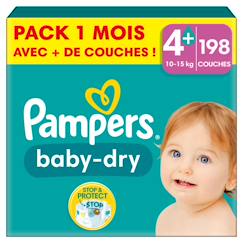 Puériculture-198 couches baby-dry, taille 4+, 10-15 kg