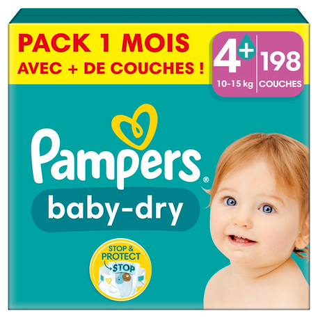 198 couches baby-dry, taille 4+, 10-15 kg Blanc 1 - vertbaudet enfant 