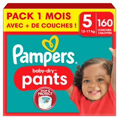 Puériculture-Toilette de bébé-Propreté et change-Couches jetables-160 couches-culottes baby-dry, taille 5, 12-17 kg