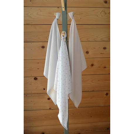 Lot de 3 langes en coton Cygne rose gris+Hérisson / marron+Jurassique / vert 5 - vertbaudet enfant 