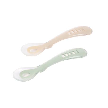 Lot 2 cuillères 2ème âge silicone avec boite de transport Naturel 1 - vertbaudet enfant 