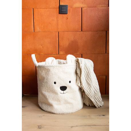 Panier de rangement 40x40x40 cm teddy Blanc cassé+Neutre 2 - vertbaudet enfant 