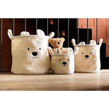 Panier de rangement 25x20x20 cm teddy Blanc cassé+Neutre 5 - vertbaudet enfant 