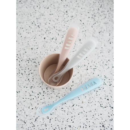 Cuillère 1er âge en silicone Bleu+Rose ancienne+Vert brumeux 9 - vertbaudet enfant 