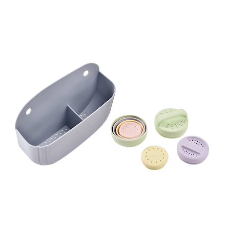 Coffret de bain bébé avec panier et jouets de bain silicone Galet 5 - vertbaudet enfant 
