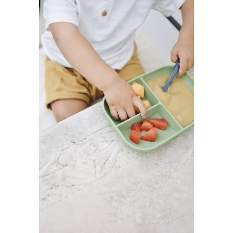 Set repas compartimenté en silicone Terre argile+Vert sauge 5 - vertbaudet enfant 