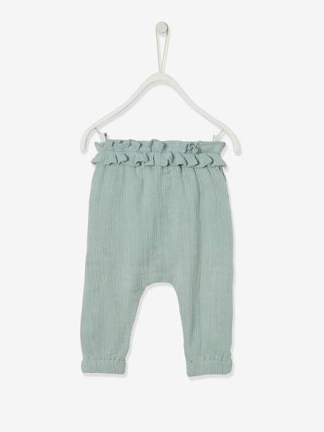 Pantalon taille élastiquée bébé fille ivoire imprimé+vert céladon 7 - vertbaudet enfant 