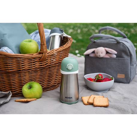 Gourde inox d'apprentissage nomade 350 ml Rose ancienne+Vert sauge 8 - vertbaudet enfant 
