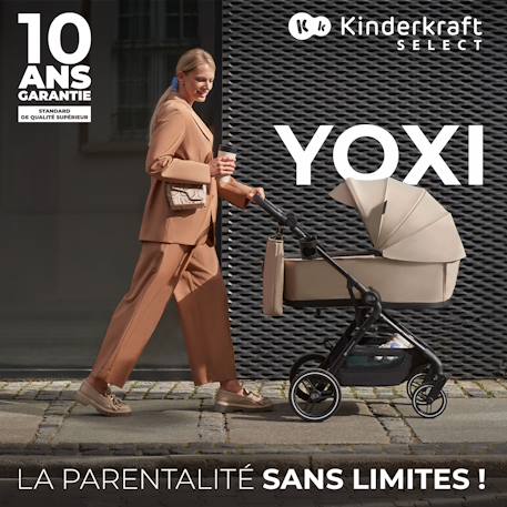 Poussette 3 en 1 Kinderkraft YOXI avec Nacelle Transformable, Siège Réversible, MINK PRO i-Size et Roues Increvables Gris clair+Vert 10 - vertbaudet enfant 