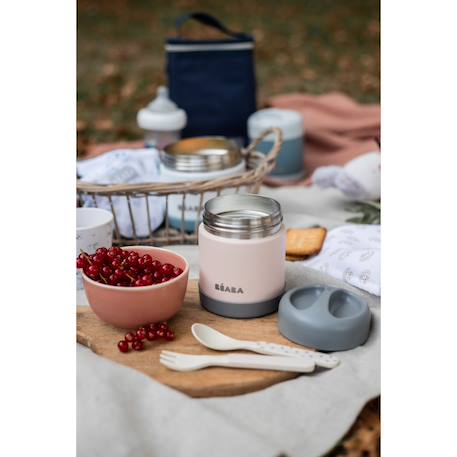 Portion inox isotherme 300 ml Brume claire+Gris minéral/vert+Rose clair 18 - vertbaudet enfant 